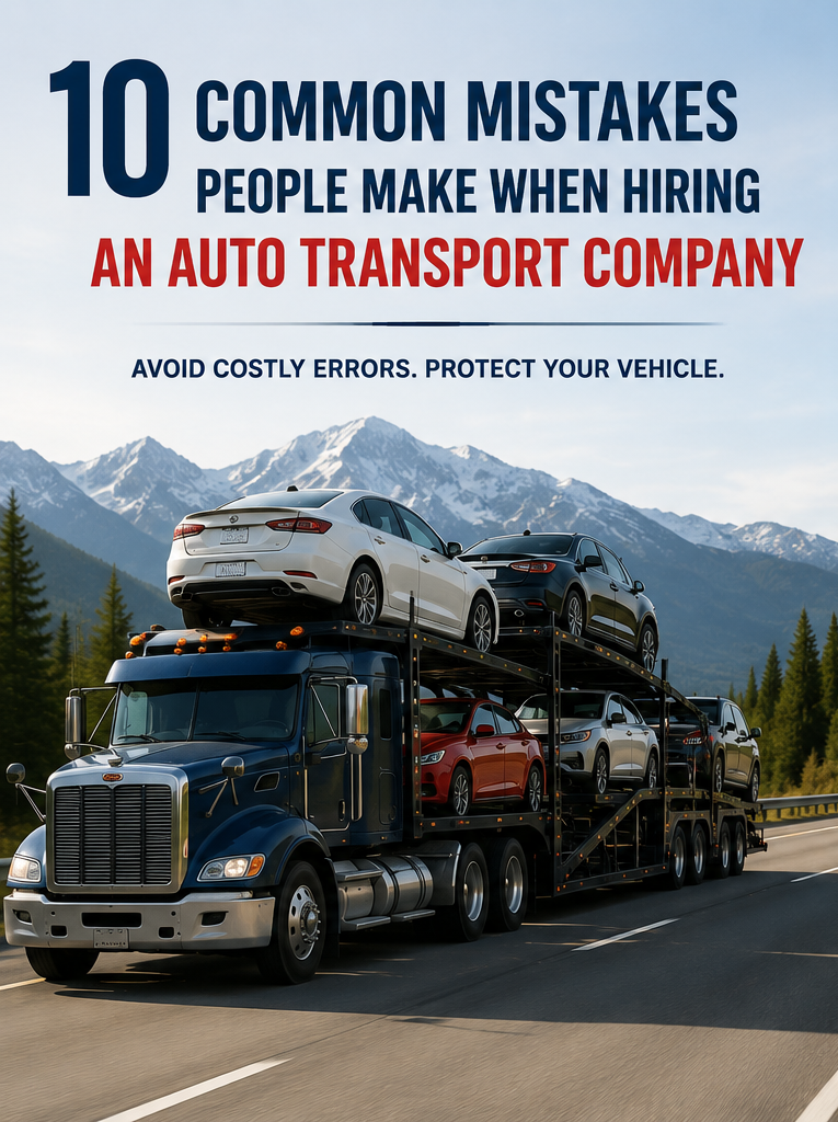 Auto transport truck carrying vehicles on the highway
