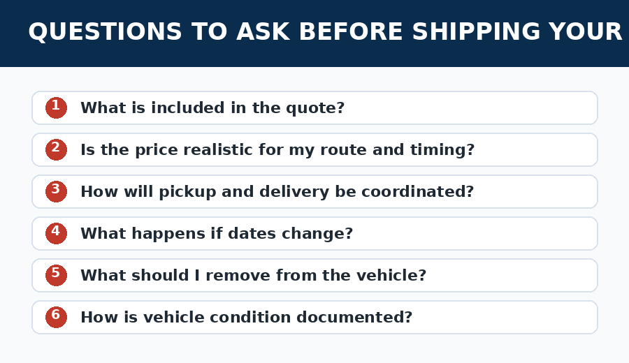 Questions to ask before shipping your car with an auto transport company