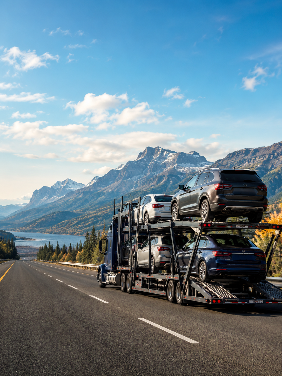 Auto transport truck carrying vehicles across the country